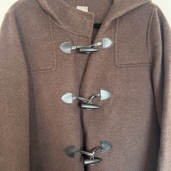J Jill Chocolate Brown Toggle Angora Rabbit Hair Wool Blend Light Coat Sz Small - Picture 2 of 7